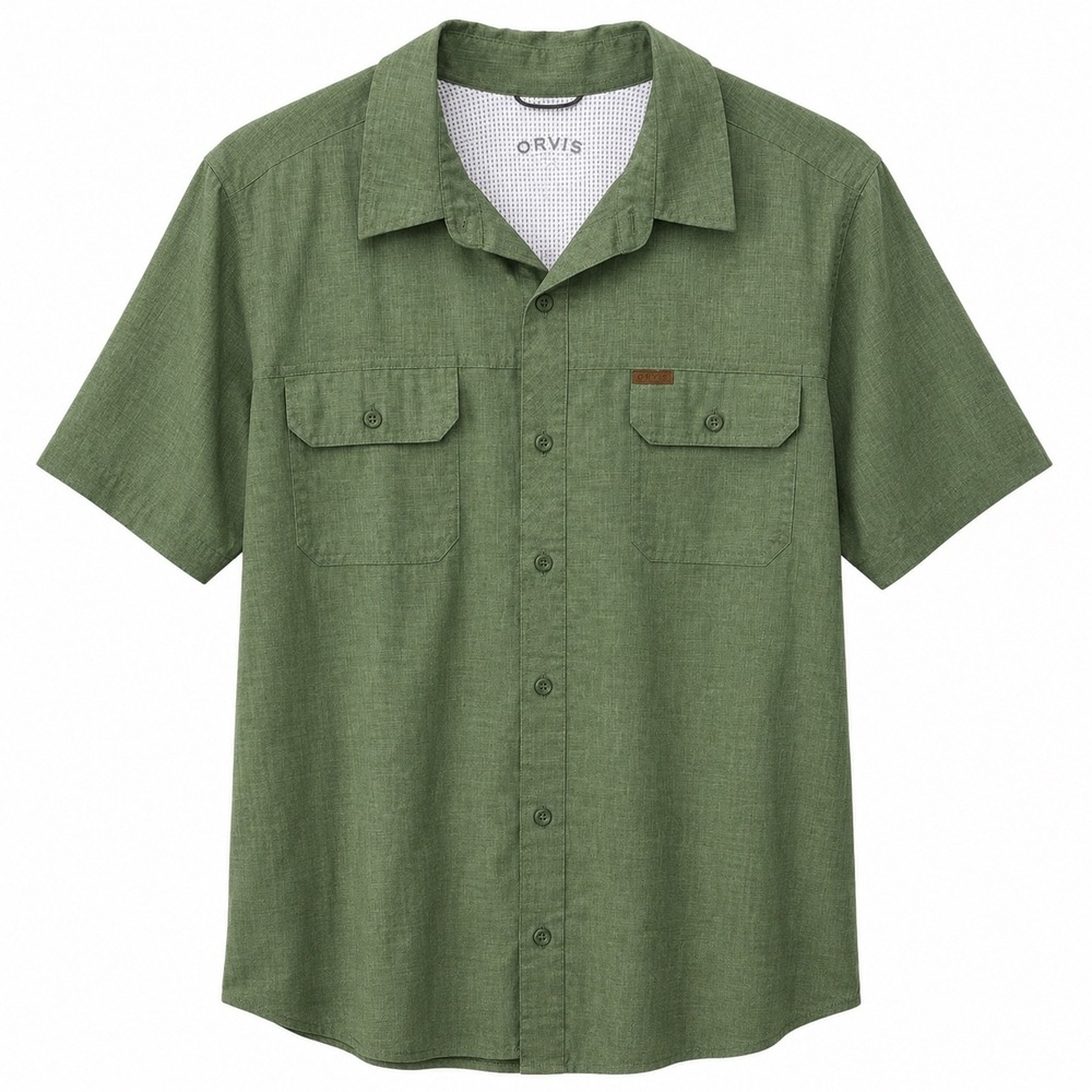 Orvis Green Outdoor Button Up Shirt Men 2XL Fishing Hiking Camp Utility Casual